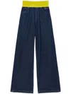 Msgm Blue Cotton Denim Pants In Blue