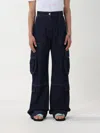 Msgm Cotton Denim Cargo Pants In Blue