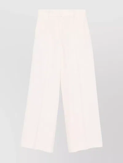 Msgm Trousers Viscose Wide Leg In White