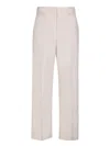 Msgm Cropped Ivory Trousers In White