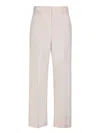 Msgm Cropped Ivory Trousers In White