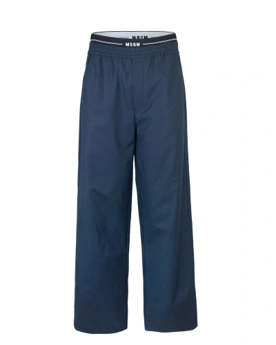 Msgm Trousers With Logoed Elastic In 89blu Navy