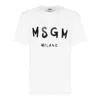 Msgm Tshirt Con Logo Pennellato In White