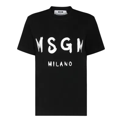 Msgm Tshirt Con Logo Pennellato In Black