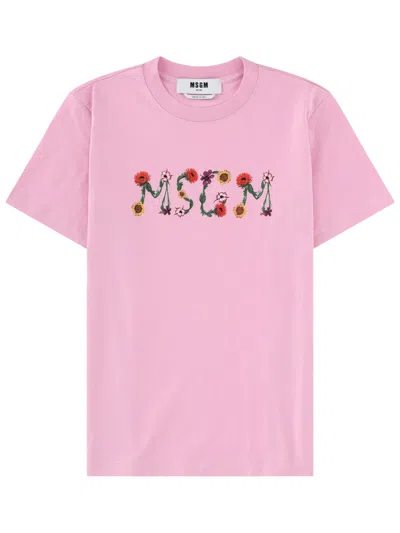 Msgm T-shirt Con Logo In Pink