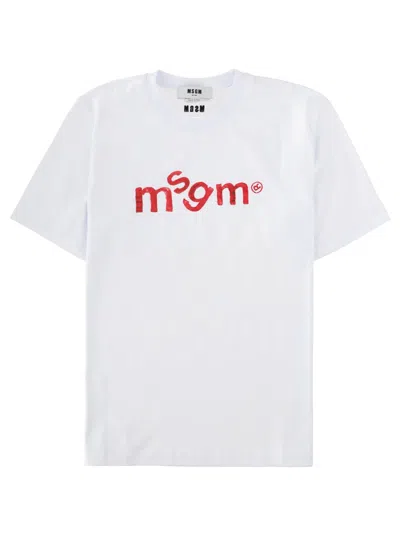 Msgm T-shirt Con Logo In White