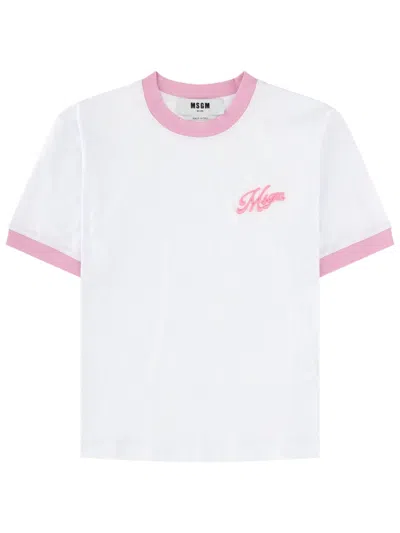 Msgm T-shirt Con Logo In White