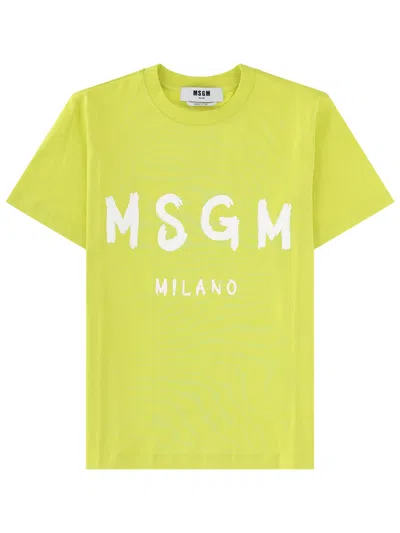 Msgm T-shirt Con Logo In Yellow