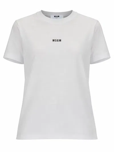 Msgm T-shirt Con Micro Logo In White