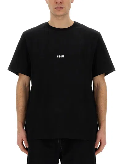 Msgm T-shirt In Cotone In Black