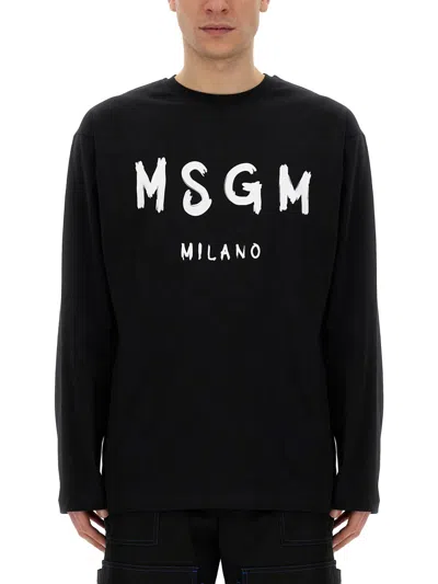 Msgm T-shirt In Cotone In Black