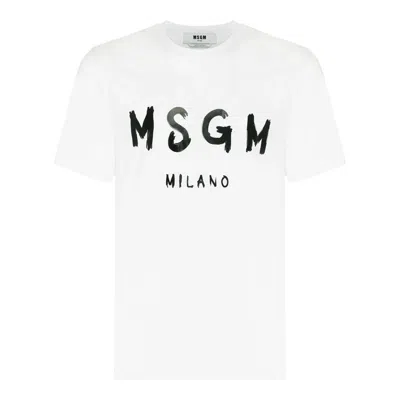 Msgm Logo Printed T-shirt In White