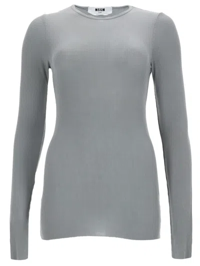 Msgm T-shirt In Viscosa In Gray