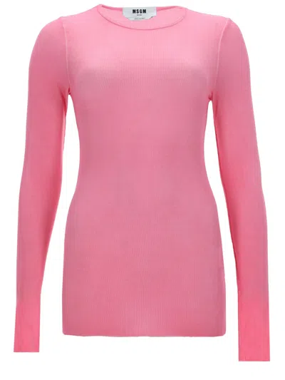 Msgm T-shirt In Viscosa In Pink