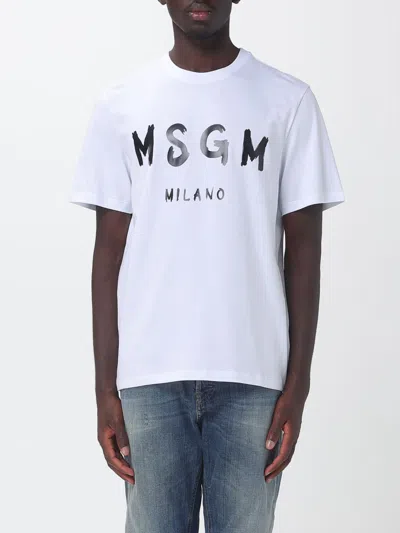 Msgm T-shirt Men Color White In Animal Print