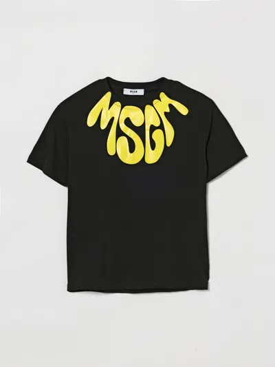Msgm Kids' Short-sleeve Graphic-print T-shirt In Black