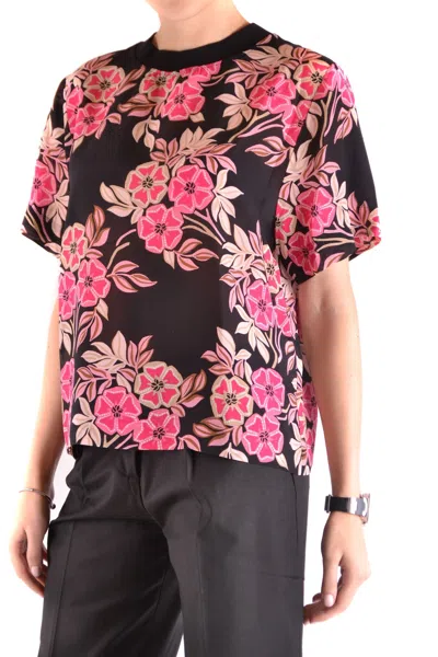 Msgm Tshirt Short Sleeves Fuchsia In Black