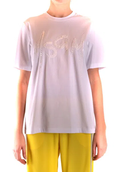 Msgm Tshirt Short Sleeves White In Pink