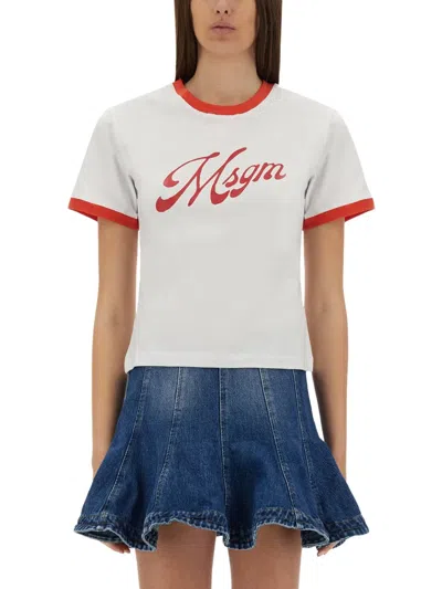 Msgm Tshirt With Logo In Multi