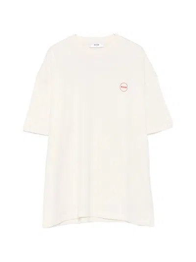 Msgm Kids' T-shirt With Logo Print And Dropped Shoulders In White