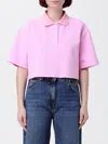 Msgm Polo Crop Con Logo In Pink