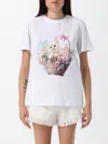 Msgm White Graphic Crew Neck T-shirt In White