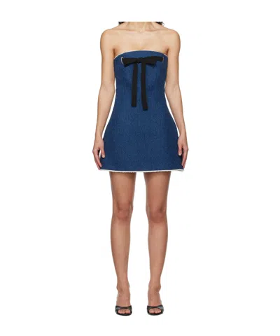 Msgm Tube Top Dress In Blue