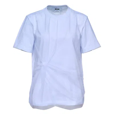 Msgm Tulle Mesh Tee In Blue