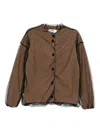 Msgm Tulle-overlay Cardigan In Brown
