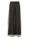 Msgm Wide Pants With Tulle Panels In Gray