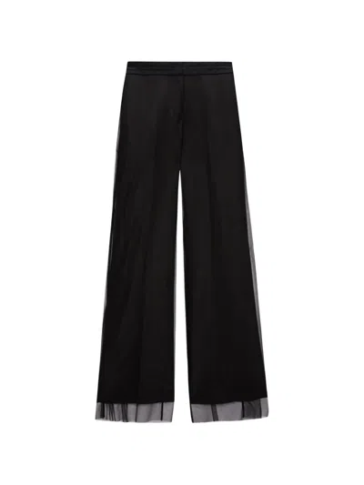 Msgm Tulle-trim Trousers In Black