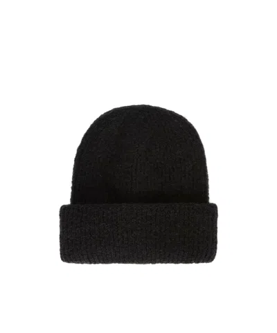 Black Unisex Knitted Beanie Hat - Woolly Acrylic Ski Hat, One Size Fits Most