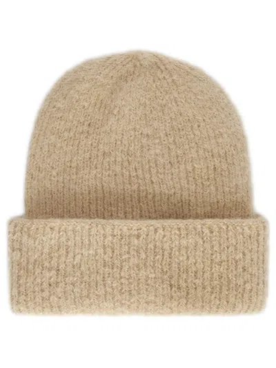 Msgm Turn-up Knitted Beanie In Neutrals
