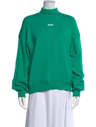Pre-owned Msgm Turtleneck Long Sleeve Sweatshirt In Green