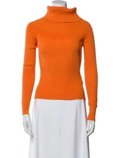 Pre-owned Msgm Turtleneck Long Sleeve Top In Orange