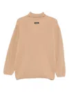Msgm Turtleneck Sweater With Color Block Detail In Nude