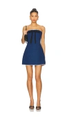 Msgm Blue Straight Neck Minidress In 蓝色牛仔