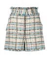 Msgm Tweed Fringe Check Shorts In Multicolor