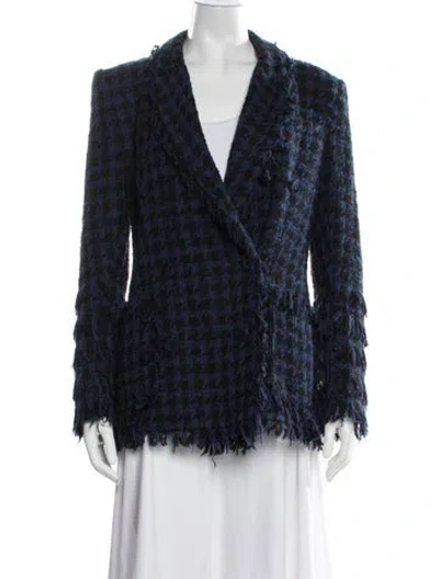 Pre-owned Msgm Tweed Pattern Blazer In Blue