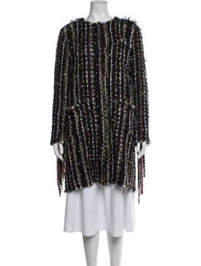 Pre-owned Msgm Tweed Pattern Coat In Black