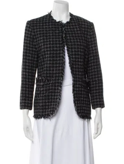 Pre-owned Msgm Tweed Pattern Evening Jacket In Black