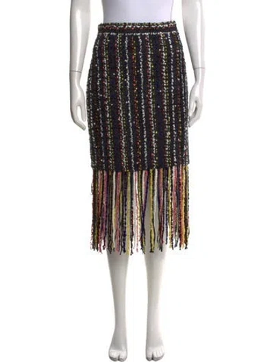 Pre-owned Msgm Tweed Pattern Midi Length Skirt In Black
