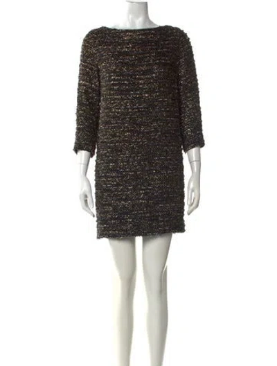 Pre-owned Msgm Tweed Pattern Mini Dress In Gold