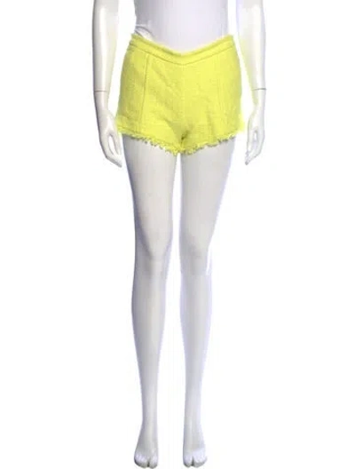 Pre-owned Msgm Tweed Pattern Mini Shorts In Yellow