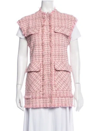 Pre-owned Msgm Tweed Pattern Vest In Pink