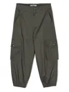 Msgm Twill Cotton Trousers In Green