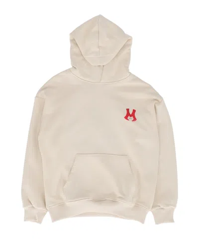 Msgm Twill Fleece Hoodie In Neutral