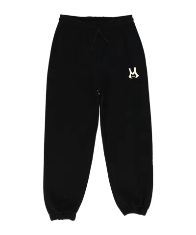 Msgm Twill Fleece Pants In Black