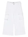 Msgm Twill Stretch-cotton Trousers In White