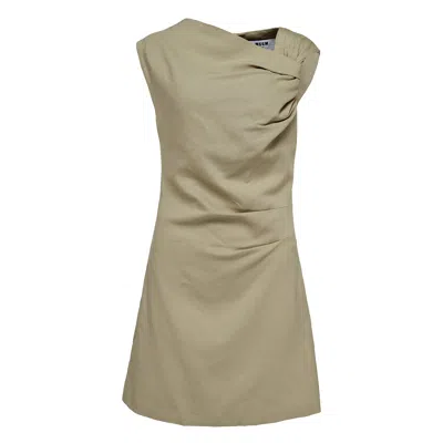 Msgm Twist Detail Dress In Green